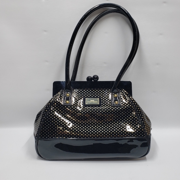 Lulu by Lulu Guinness Faux Patent Leather Polka Dot Retro Hand Bag - Picture 2 of 15